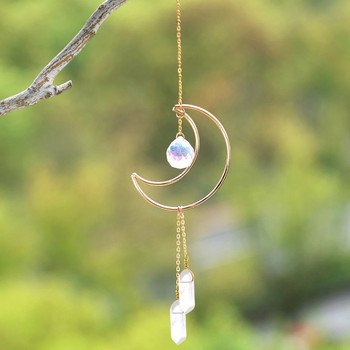 Moon Suncatcher Car Crystal μενταγιόν Κρεμαστό Πρίσμα Clear Quartz Reiki Healing Crystal Sun Catcher Στολίδι Διακόσμηση σπιτιού και κήπου