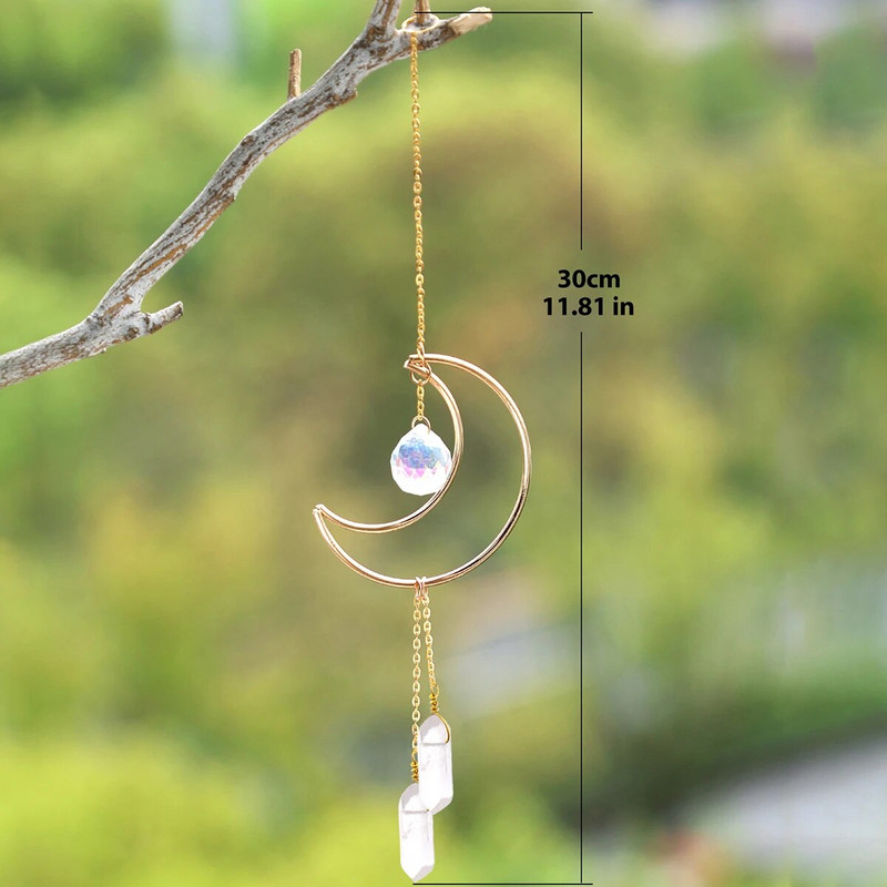 Moon Suncatcher Automobilski kristalni privjesak Viseća prizma Prozirni kvarc Reiki iscjeliteljski kristalni hvatač sunca Ukras za dom i vrt