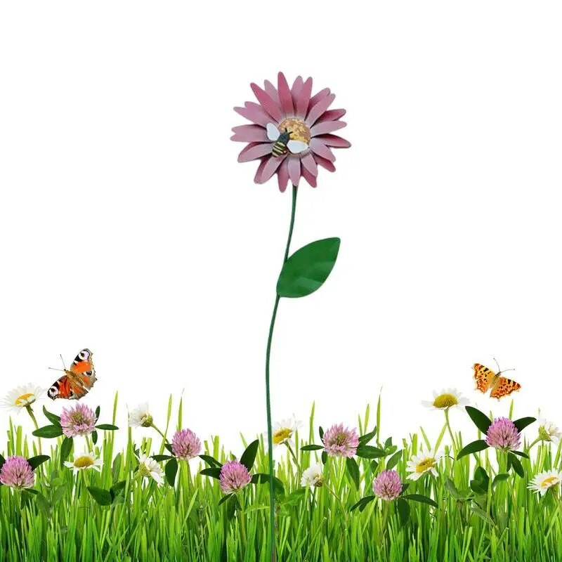 Vrtni ukrasni kolčići otporni na hrđu, metalni cvjetni kolčići, vodootporni željezni ornament od cvjetnih kočića, vanjski travnjak, dvorište, ukras za terasu