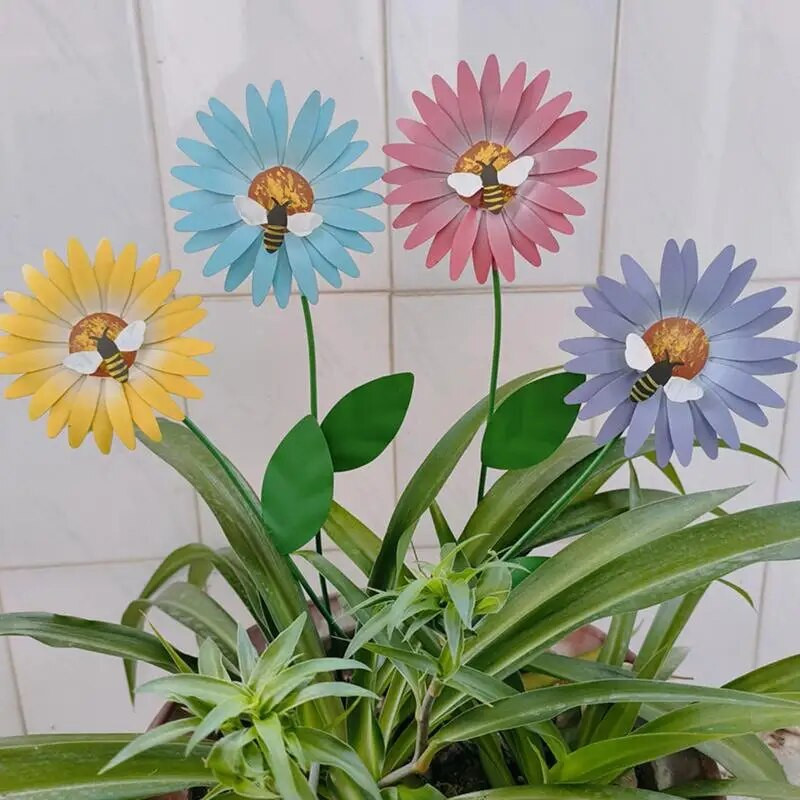 Vrtni ukrasni kolčići otporni na hrđu, metalni cvjetni kolčići, vodootporni željezni ornament od cvjetnih kočića, vanjski travnjak, dvorište, ukras za terasu