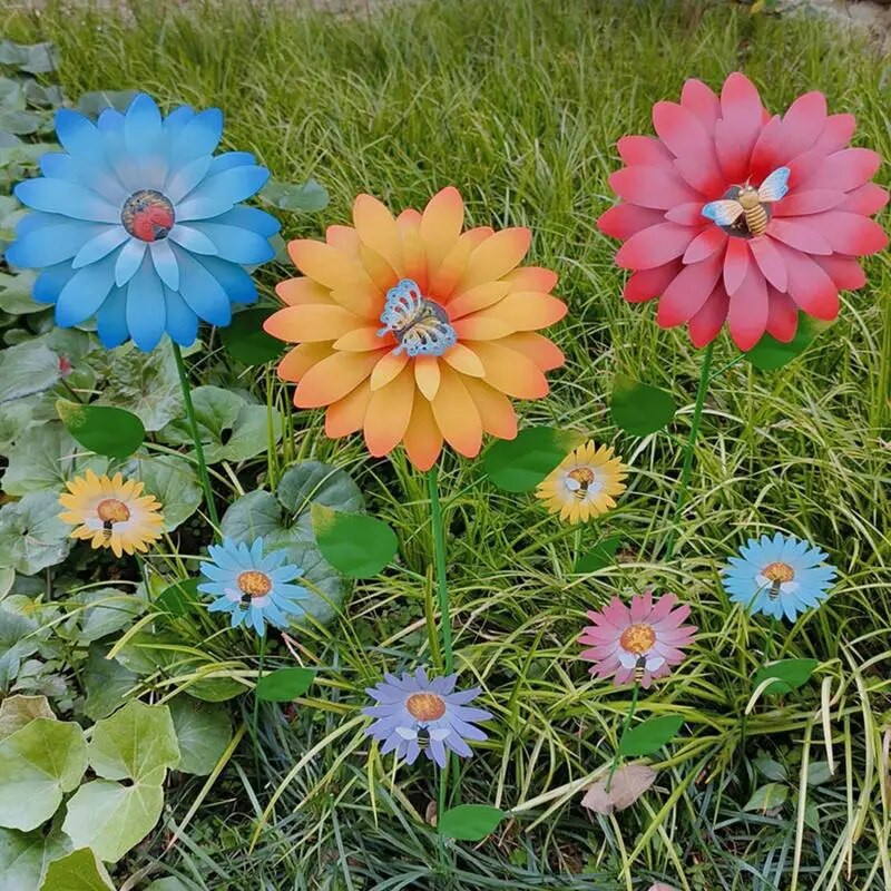 Vrtni ukrasni kolčići otporni na hrđu, metalni cvjetni kolčići, vodootporni željezni ornament od cvjetnih kočića, vanjski travnjak, dvorište, ukras za terasu