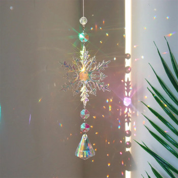 Кристално звънче за вятър Снежинка Ловец на слънце Диамантени призми Висулка Ловец на сънища Rainbow Chaser Висящ декор за домашна градина Windchime