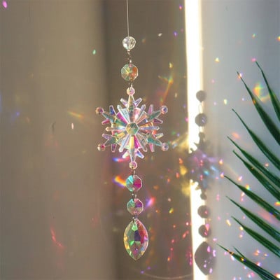 Clopoțel de vânt cu fulg de zăpadă Sun Catcher Diamond Prisme Pandantiv Vise Curcubeu Chaser Hanging Home Garden Decor Windchime