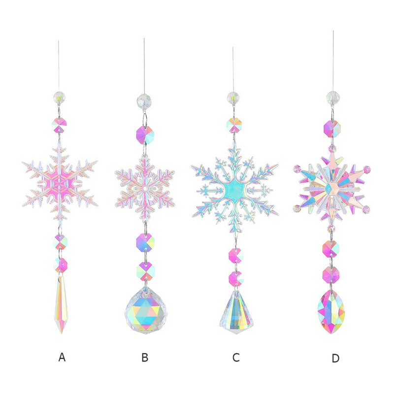 Krištolinis vėjo varpelis snaigė saulės gaudyklė deimantinė prizmė pakabukas sapnų gaudyklė vaivorykštės gaudyklė Kabantis namų sodo dekoro vėjo varpelis