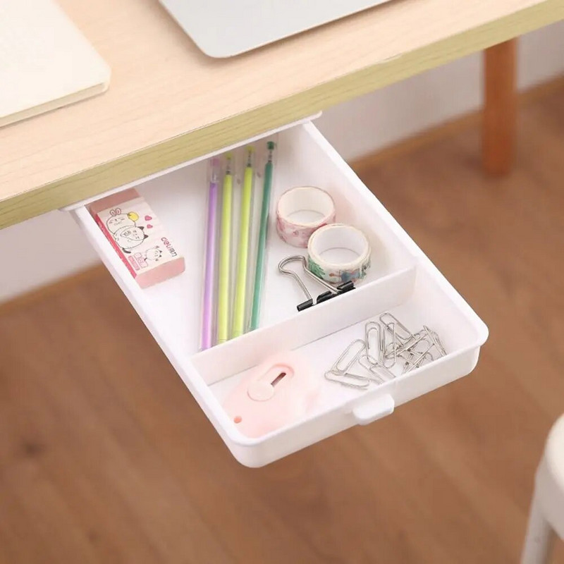 Műanyag pasztasztható fiókos doboz Egyszerű, ütésmentes, öntapadó, mozgó kis fiókos porálló, rejtett típusú iroda