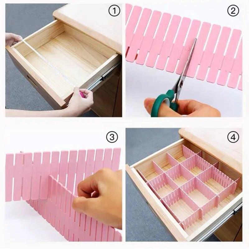 Despărțitor de sertar reglabil Combinație gratuită Grilă de sertar Panou despărțitor Rafturi de depozitare Separator de sertar din plastic Organizator de birou