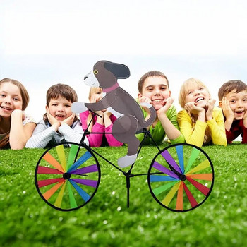 Животно Велосипед Ветровъртач Rainbow Spinner Вятърна мелница Котка Куче Тигър на велосипед Въртележка Градинска морава Джаджа Животни Въртящи се колела за градина