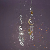Decor frumos, strălucitor, agățat de cristal artificial. Decor rafinat pentru agățat de soare în formă de stea pentru casă