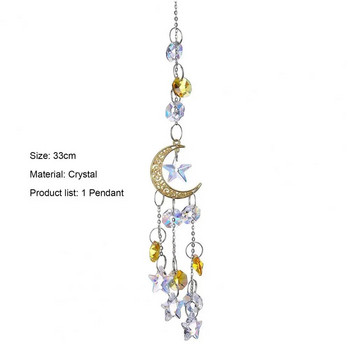 Красив лъскав висящ декор от изкуствен кристал Изящен декор с ловец на слънце във формата на звезда за дома