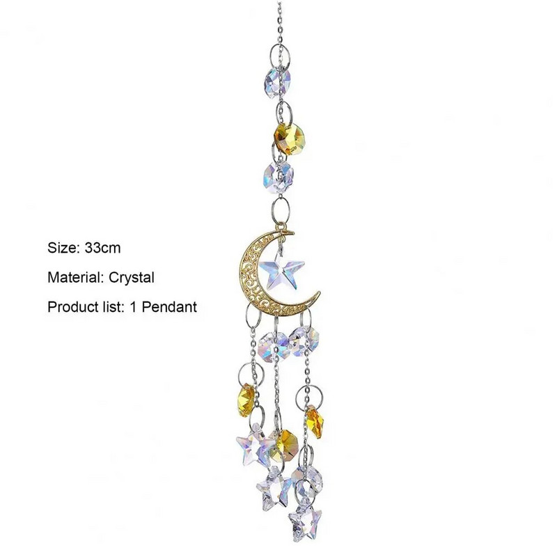 Gražus blizgantis kabantis dekoras iš dirbtinio krištolinio išskirtinio žvaigždės formos saulės gaudyklės dekoras namams