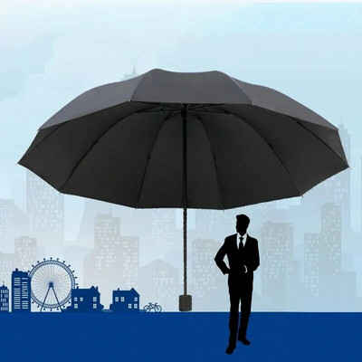 130 см/51,18 инча висококачествен чадър с десет кости, подсилена рамка за чадър, здрав водоустойчив ветроустойчив, ръчен голям чадър