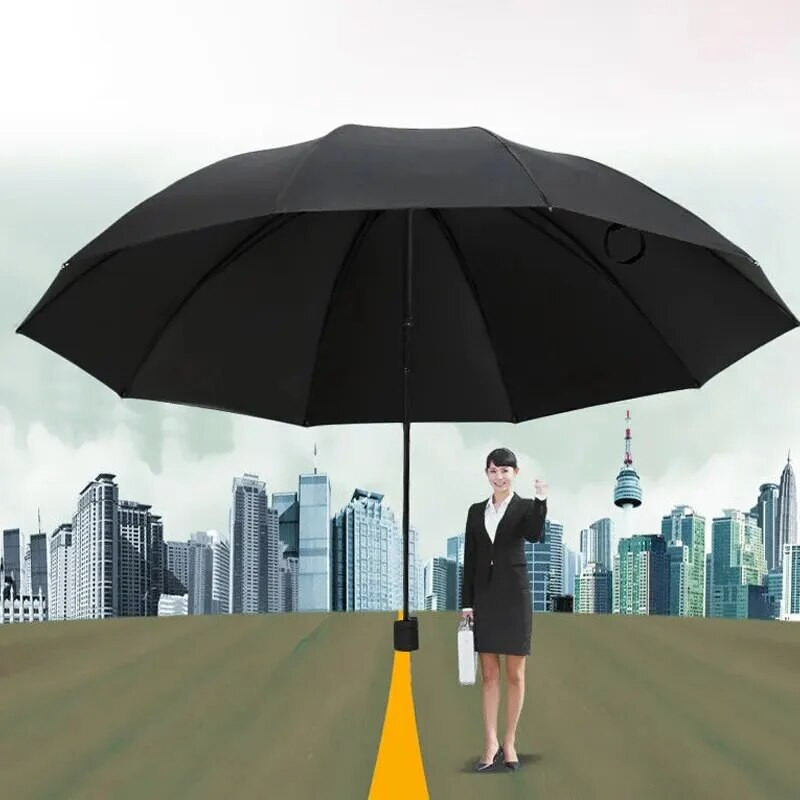 130 cm / 51,18 colio aukštos kokybės dešimties kaulų skėtis, sustiprintas skėčio rėmas, tvirtas vandeniui atsparus vėjui, rankinis didelis skėtis