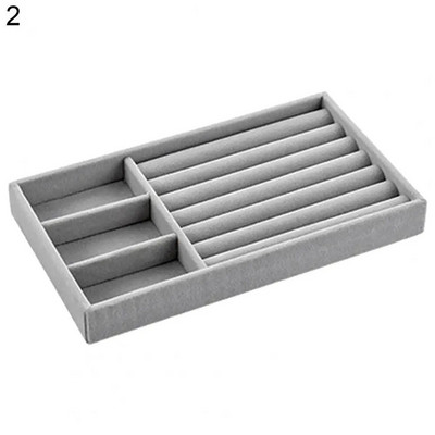 Papuošalų dėžutė Multi-Grids Klasifikacija Sandėliavimas Flaneliniai karoliai Žiedai Auskarai Dėklas Dėklas Namų laikymo stalčiai