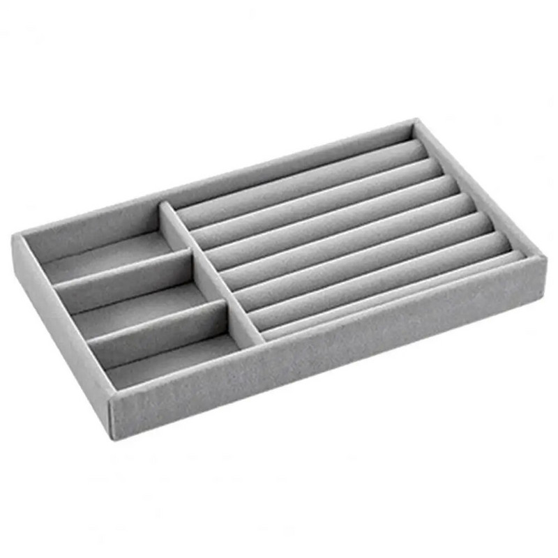 Papuošalų dėžutė Multi-Grids Klasifikacija Sandėliavimas Flaneliniai karoliai Žiedai Auskarai Dėklas Dėklas Namų laikymo stalčiai