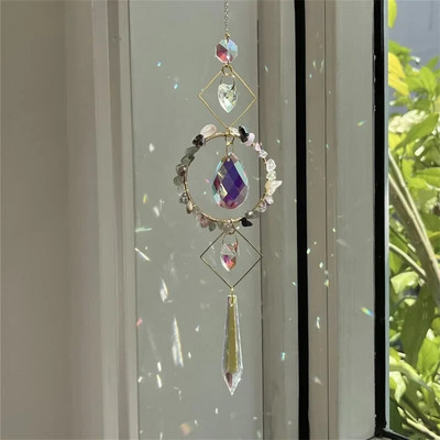 Cerc de cristal Captorul de soare colorat agățat clopoțel de vânt dragoste pandantiv cristal curcubeu prismă lumină cather decorare pentru grădină de acasă