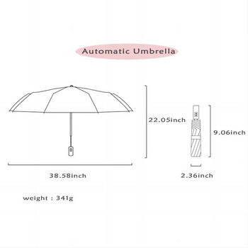 Сгъваем автоматичен мини чадър против ултравиолетови лъчи дъжд слънчев чадър моден преносим ветроустойчив и светлоустойчив чадър за жени деца чадър