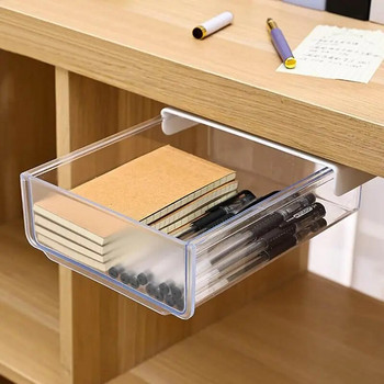 Под чекмеджето на бюрото Прозрачни самозалепващи се чекмеджета Под масата за съхранение Залепете под чекмеджето на бюрото Под бюрото Чекмедже за съхранение на бюрото