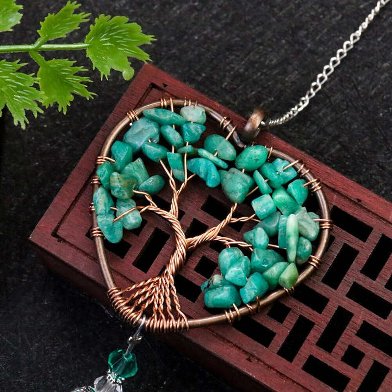 Μασκότ Γούρι Δέντρο της Ζωής Τυρκουάζ Χαλαζία Ενεργειακή Πέτρα Αγάπη Καρδιά Διαφανές Κρυστάλλινο Κρεμαστό Ηλιοβασίλεμα Τσάκρα Θεραπευτικό Κρεμαστό ντεκόρ