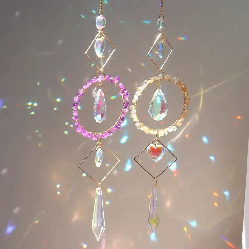 Umjetni kristalni krug Hvatač sunca Wind Chime Viseća svjetiljka Cather Šarena ljubavna dugina prizma Privjesak Vrtni ukras