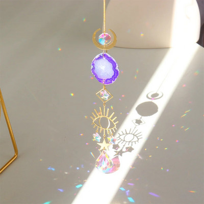 Ornament de agățat de cristal pentru agățat de soare. Pandantive colorate de vânt, prismă curcubeu, clopoțel pentru fereastră, agățator de soare, pentru grădină, pentru decorarea mașinii, chakra
