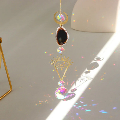 Ornament de agățat de cristal pentru agățat de soare. Pandantive colorate de vânt, prismă curcubeu, clopoțel pentru fereastră, agățator de soare, pentru grădină, pentru decorarea mașinii, chakra