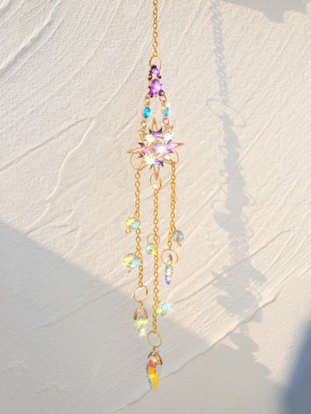 Suncatcher Crystal Moon Sun Chakra Βιτρώ Rainbow Maker Sun Catcher Κρεμαστό Διακόσμηση κήπου Εξωτερική διακόσμηση Δώρο σπιτιού