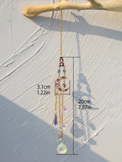 Suncatcher Crystal Moon Sun Chakra Vitraji Rainbow Maker Sun Catcher Viseći ukrasi Vrt Vanjski dekori Poklon za dom