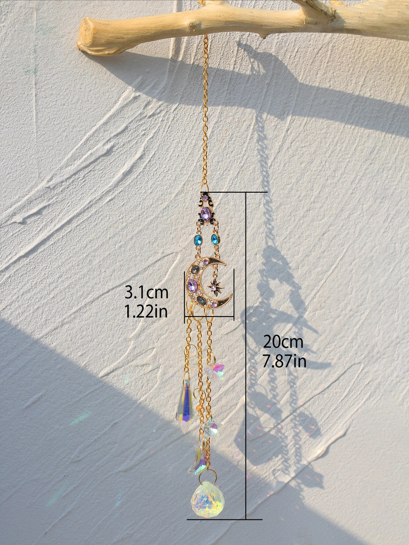 Suncatcher Crystal Moon Sun Chakra Vitraji Rainbow Maker Sun Catcher Viseći ukrasi Vrt Vanjski dekori Poklon za dom