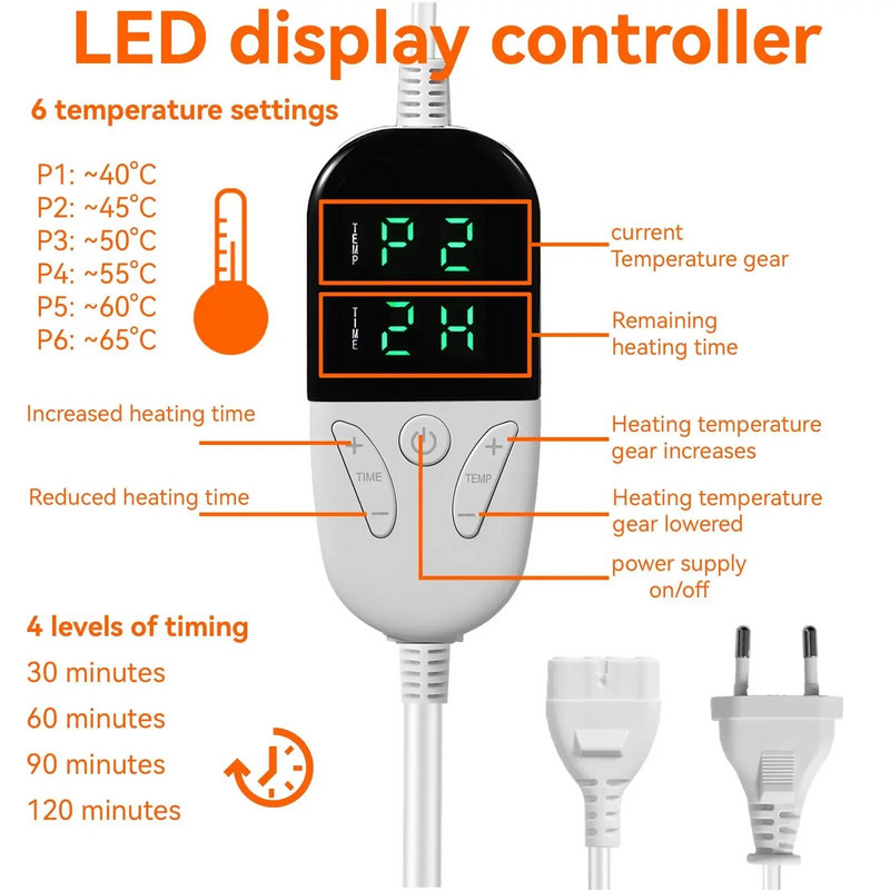 30*60cm Електрическа нагревателна подложка Масажор Терапия Физиотерапия Облекчаване на болки в гърба Шал Покривало за крака Зимно топло одеяло Термична подложка