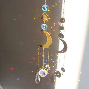Moon Wind Chime Moon Sun Star Suncatcher Rainbow Maker Crystal Wind Chimes Κρεμαστά τοίχου Ευλογία Προστασία Διακόσμηση Δώρο