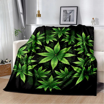 Зелени растения Одеяло Кленов лист фланела Мека и удобна спалня Всекидневна Диван s за легла