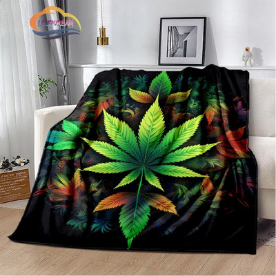 Зелени растения Одеяло Кленов лист фланела Мека и удобна спалня Всекидневна Диван s за легла