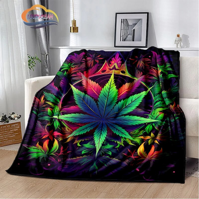 Зелени растения Одеяло Кленов лист фланела Мека и удобна спалня Всекидневна Диван s за легла