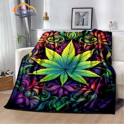 Зелени растения Одеяло Кленов лист фланела Мека и удобна спалня Всекидневна Диван s за легла