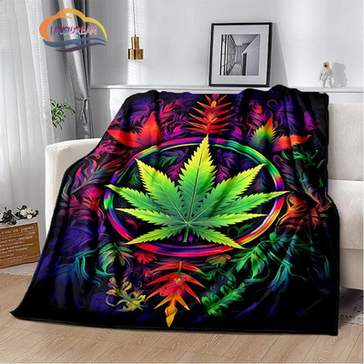 Зелени растения Одеяло Кленов лист фланела Мека и удобна спалня Всекидневна Диван s за легла