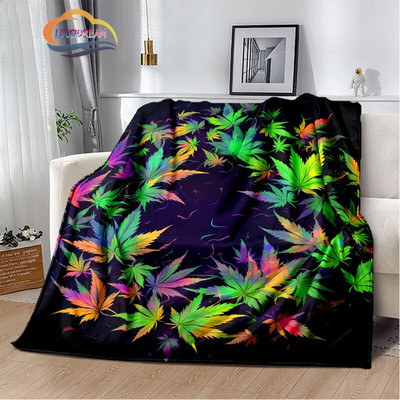 Зелени растения Одеяло Кленов лист фланела Мека и удобна спалня Всекидневна Диван s за легла