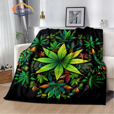 Зелени растения Одеяло Кленов лист фланела Мека и удобна спалня Всекидневна Диван s за легла