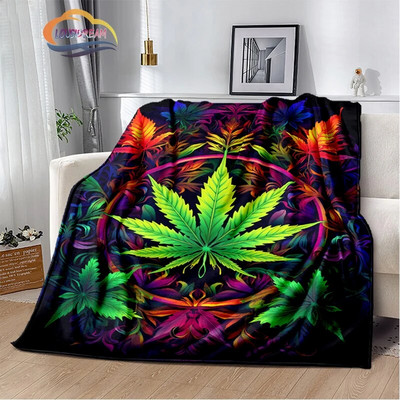 Зелени растения Одеяло Кленов лист фланела Мека и удобна спалня Всекидневна Диван s за легла