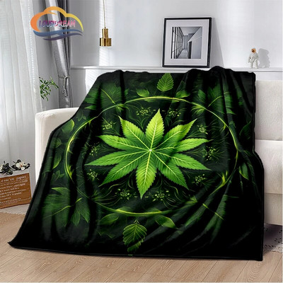 Зелени растения Одеяло Кленов лист фланела Мека и удобна спалня Всекидневна Диван s за легла