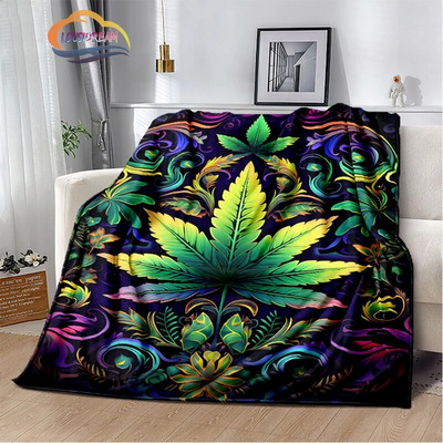 Зелени растения Одеяло Кленов лист фланела Мека и удобна спалня Всекидневна Диван s за легла