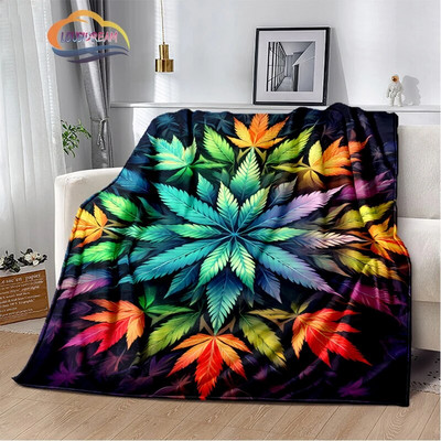 Зелени растения Одеяло Кленов лист фланела Мека и удобна спалня Всекидневна Диван s за легла