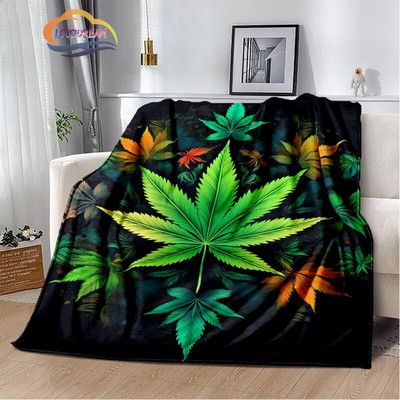 Зелени растения Одеяло Кленов лист фланела Мека и удобна спалня Всекидневна Диван s за легла