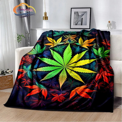 Зелени растения Одеяло Кленов лист фланела Мека и удобна спалня Всекидневна Диван s за легла
