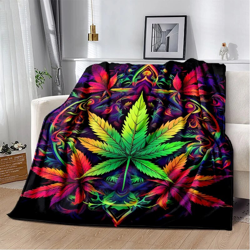 Зелени растения Одеяло Кленов лист фланела Мека и удобна спалня Всекидневна Диван s за легла