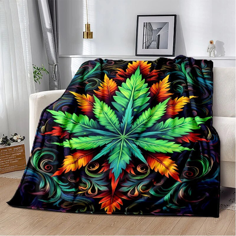 Зелени растения Одеяло Кленов лист фланела Мека и удобна спалня Всекидневна Диван s за легла