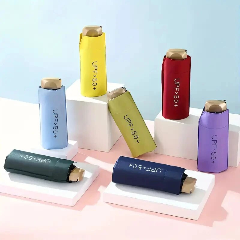 Mini suncobran Mali džepni kišobran Putni kišobran Sklopivi kišobran od vinila UV zaštita Džepni suncobran Kapsula za suncobran