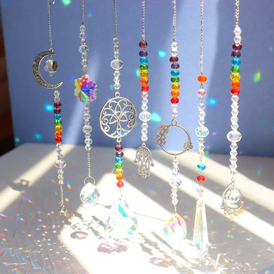 Crystal Star kuusnurksed teemantprismad rippuvad Rainbow Chaser valgustustarvikud aknakardinate ripatsiga koduaia sisekujundus
