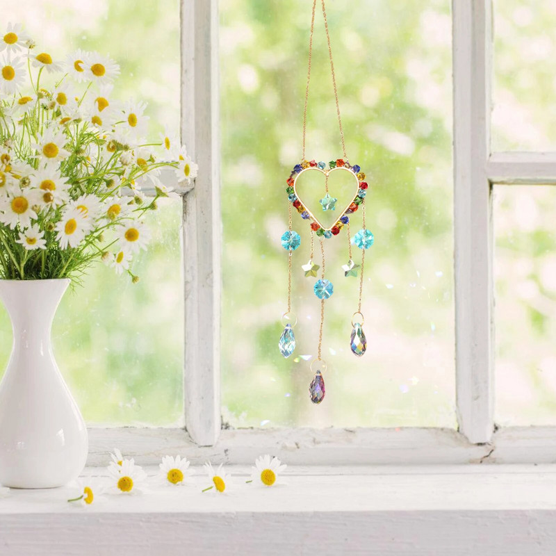 Vaivorykštės krištolo saulės gaudyklė Vaivorykštės gaminimo prizmė saulės gaudyklė Blizganti spalvinga vaivorykštės prizmė rankų darbo krištoliniai pakabukai langui