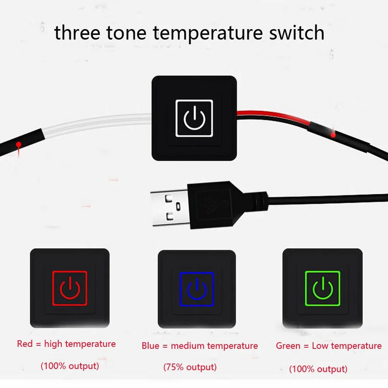 USB električni jastučić za grijanje s tempiranjem Toplo zimsko grijanje DIY grijani jastučić za grijanje odjeće grijač za ruke za autosjedalicu