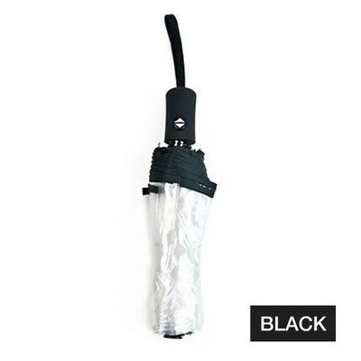 Kišobran Prozirni ženski kišobran s automatskim kišobranom otpornim na vjetar, automatski sklopivi crni za muškarce, žene, potrepštine za putovanja na otvorenom